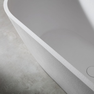 Cada de baie freestanding ovala MUE-D002W, 170 x 75 x 60 cm, finisaj alb mat cu textura de piatra - Img 7