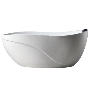 Cada de baie freestanding ovala MUE-D007W 170 x 80 cm, finisaj alb mat cu textura de piatra