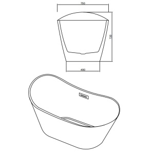 Cada de baie freestanding Rica 513B - 160 x 75 cm, alba cu accesorii auriu periat - Img 9