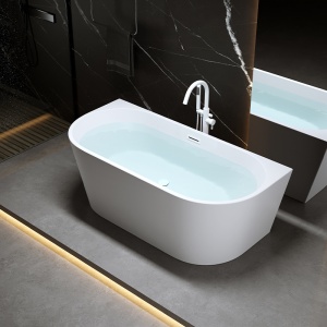 Cada de baie LENA 527C, de sine statatoare 160x75cm, Culoare Alb, Deversor Alb Mat - Img 4