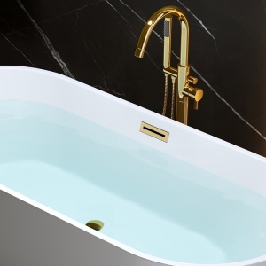 Cada de baie Lisbona 502C 170x80cm, Culoare Alb, Deversor Auriu - Img 11