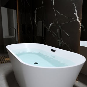 Cada de baie Lisbona 502C, Dimensiune 170x80cm, Culoare Alb, Deversor Negru - Img 10