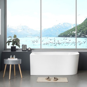 Cada de baie MERA 509C, montata pe perete, stanga, alb cu negru, 160x75 cm - Img 8