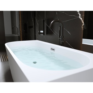 Cada de baie Mera509b Suport 150x75cm/ Partea dreapta, Culoare alb, Deversor Crom - Img 2