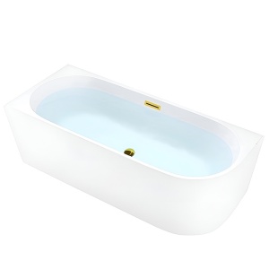 Cada de baie, montaj stanga, Mera2, alb lucios cu accesorii aurii – 160 x 75 cm
