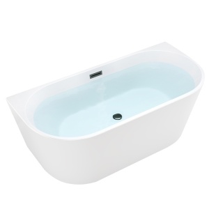 Cada de baie, montaj universal Lena2 527C2 160 x 80 cm, alb cu ventil negru