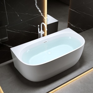Cada de baie NORA 526B, Dimensiune 150x80cm, Culoare Alb, Deversor Alb mat - Img 7