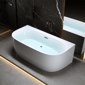 Cada de baie NORA 526B, Dimensiune 150x80cm, Culoare Alb, Deversor Crom - Img 7