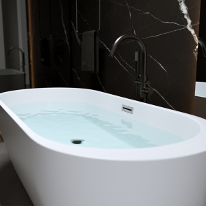Cada de baie PORTO 503B, Dimensiune 170x75cm, Culoare Alb, Deversor Crom - Img 9