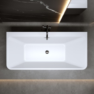 Cada de baie SOFIA 515C, Dimensiune 160x75cm, Culoare Alb, Deversor Crom - Img 5