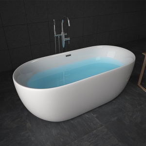 Cada de baie suport 150x75cm Cesana 518A, Culoare Alb , Deversor Cromat - Img 4