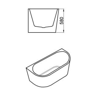 Cada de perete suport Lena527B, Culoare Alb 150x75cm, Deversor Crom - Img 21