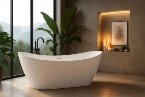 Cada de podea freestanding din acril, Rea Ferrano 170, alba - Img 3