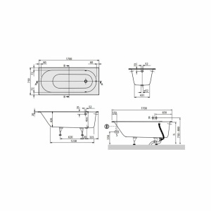 Cadă dreptunghiulara compozit Villeroy&Boch Oberon 170x75 cm Quaryl - Img 3
