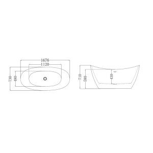 Cadă freestanding Florida, Maia Slim, , ovală cu instalație completă, culoare alb, dimensiune 167.6x730 cm - Img 4