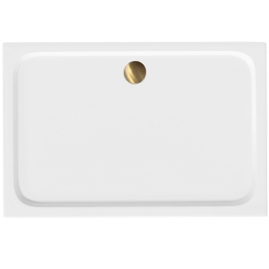 Cada pentru dus din acril Rea Belmond White Brush Copper 80x100 cm