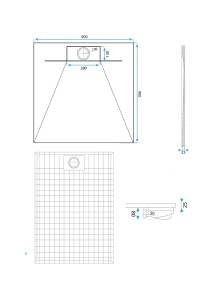 Cadita de dus 90x90 Bazalt CARRARA White - Img 8