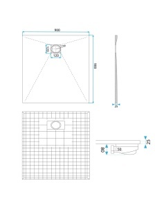 Cadita de dus 90x90 Magnum CARRARA White - Img 4