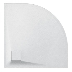 Cadita de dus ALBA semirotunda, Dimensiune 80x80cm, Culoare Alb - Img 1