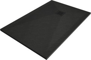 Cadita de dus din compozit dreptunghiulară 120 x 100 cm, Stone neagra