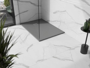Cadita de dus din compozit, dreptunghiulara PRO 120 x 100 cm, gri-beton - Img 2