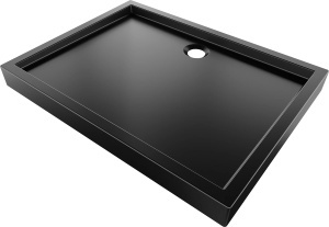 Cadita de dus dreptunghiulară Pro Flow, 110 x 90 cm, negru mat cu sifon inclus