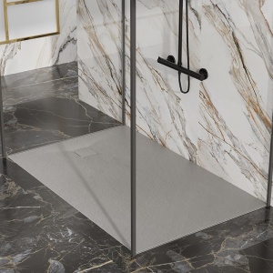 Cadita de dus dreptunghiulara slim finisaj piatra RIKO 120x80 cm gri - Img 2