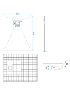 Cadita de dus dreptunghiulara slim Magnum White 120 x 80 cm alba - Img 9