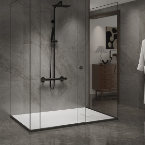 Cadita de dus JUKO Slim, Structura de piatra 140x80cm, Culoare Alb - Img 8
