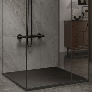 Cadita de dus patrata slim aspect marmura RIKO 80x80 cm neagra - Img 11