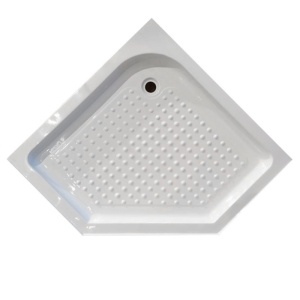 Cadita de dus pentagonala inalta si antiderapanta SXL07 B 90 x 90 cm alba - Img 5