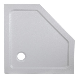 Cadita de dus pentagonala slim finisaj mat RAVE 80x80 cm alba