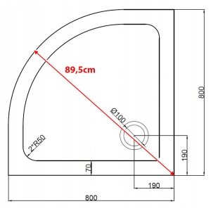 Cadita de dus semicurculara slim finisaj lucios ST01A 80 x 80 cm neagra - Img 4