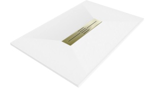 Cadita de dus Toro SMC, culoare alba, sifon auriu, dimensiune 110x90cm