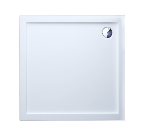 Cadita Dus Din Acril Slim, Sifon Inclus, Sifon si Dop Crom Inclus, Dimensiune 90x90 cm, Culoare Alb - Img 1