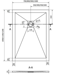 Cadita dus din compozit 120x90 culoare alba cu scurgere auriu - Img 5