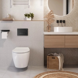 Cadru cu rezervor incastrat pentru WC, Clapeta de actionare inclusa H Black - Img 5