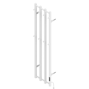 Calorifer electric vertical pentru baie Kasjan Alb – 140.5 x 34.6 cm, 250W cu panou LED si suport prosoape - Img 5
