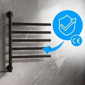 Calorifer portprosop electric Dorian 80W, 62.2 x 51.6 cm, 5 bare rotative, negru mat - Img 2