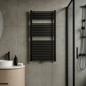 Calorifer vertical Fuego-Blu pentru baie 128x50, negru - Img 4