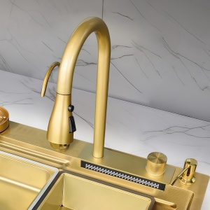 Chiuveta bucatarie, multifunctionala cu o singura cuva Costa Gold 68 x 46 cm - Img 9