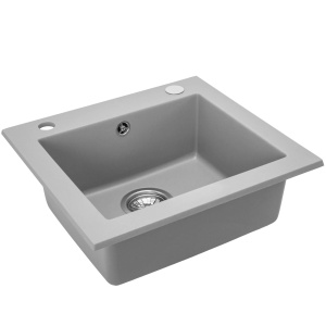 Chiuveta Bucatarie Pro GRANIT WEST GREY, Dimensiuni 44 x 48.5 x 17 cm, 1 Cuva, Incastrabila, Gri - Img 6