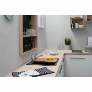 Chiuveta compozit Hansgrohe S51 SilicaTec, Dimensiune 56x51cm, Culoare Negru Grafit - Img 5
