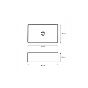 Chiuveta De Blat PRO CUBIC SLIM, 60 x 34.5 x 10.5 cm, Montaj Pe Blat, Design Deosebit, Forma Dreptunghiulara, Ceramica Sanitara, Alb - Img 5