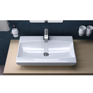 Chiuveta De Blat PRO STELLA, diferite dimensiuni, Montaj Pe Blat, Design Deosebit, Forma Dreptunghiulara, Ceramica Sanitara, Alb - Img 2