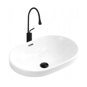 Chiuveta de blat PRO VERA, Dimensiuni 60x 40x 19 cm, Forma Dreptunghiulara, Ceramica sanitara, Fara gaura baterie, Alb - Img 1