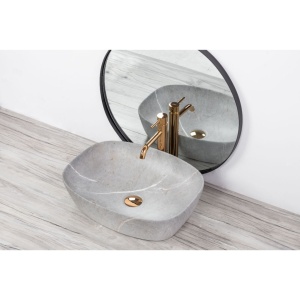 Chiuveta de blat REA FREJA GREY, Dimensiuni 50 cm x 38.5 x 13.5 cm, Ceramica Sanitara,fara gaura baterie, Gri - Img 3
