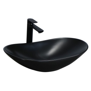 Chiuveta de blat REA ROYAL Black, Dimensiuni 61.5 x 37 x 14.5 cm, Forma Ovala, Ceramica sanitara, Negru Mat - Img 1