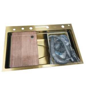 Chiuveta de bucatarie ARGOS multifunctionala, Dimensiune 75X46cm, Culoare Gold Steel, Termostat cu Display LCD - Img 16