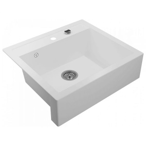 Chiuveta De Bucatarie Kernau, Model Minimalist Din Granit 59.5x54cm, Culoare Retro Pure White - Img 1